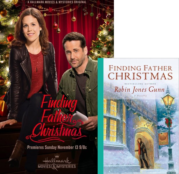 Finding Father Christmas (2016) Movie poster and book cover compared.