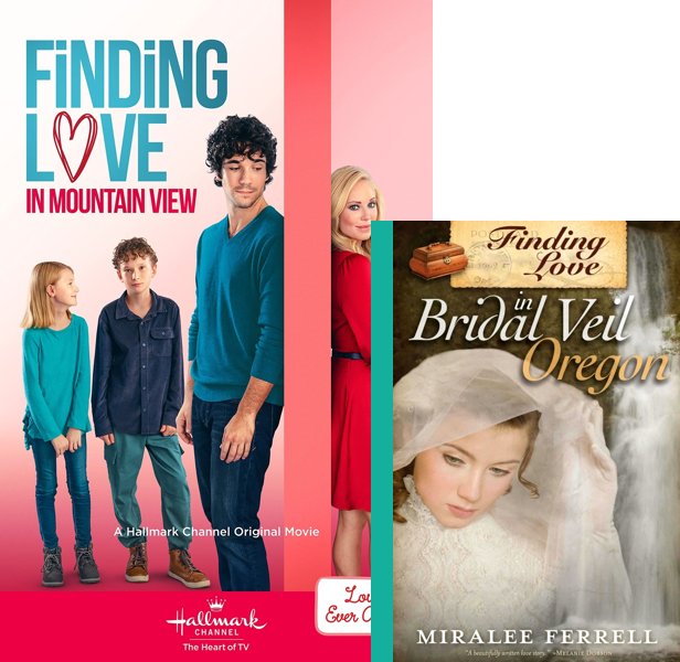 Finding Love in Mountain View (2020) Movie poster and book cover compared.