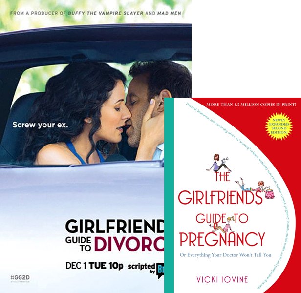 Girlfriends' Guide to Divorce (2014-2018) TV Series poster and book cover compared.