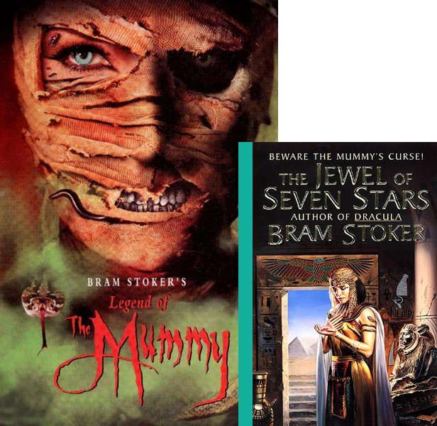 Legend of the Mummy (1998) Movie poster and book cover compared.