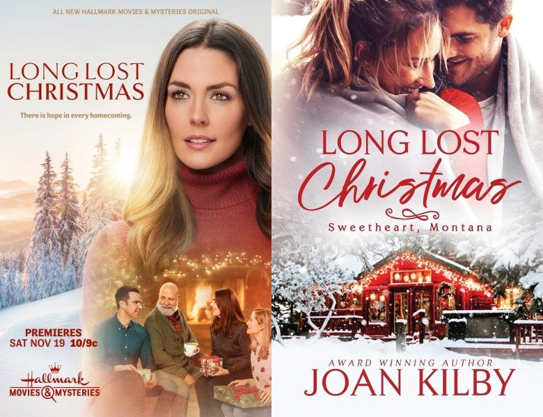 Long Lost Christmas. Poster of the 2022 movie and cover of the 2019 book