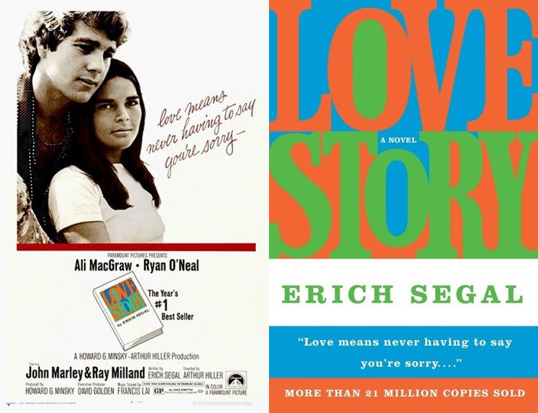 Love Story. Poster of the 1970 movie and cover of the 1970 book