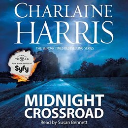 Audiobook cover of Midnight Crossroad, the 2014 book by Charlaine Harris.