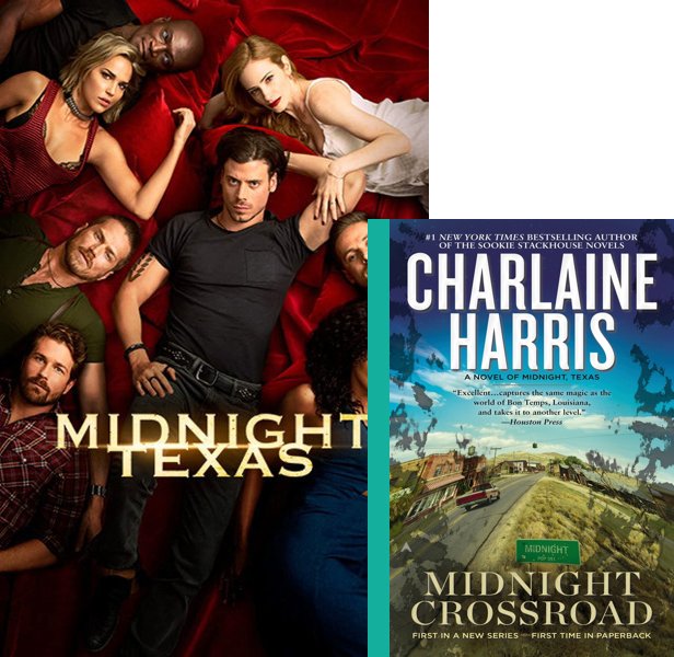 Midnight, Texas (2017-2018) TV Series poster and book cover compared.