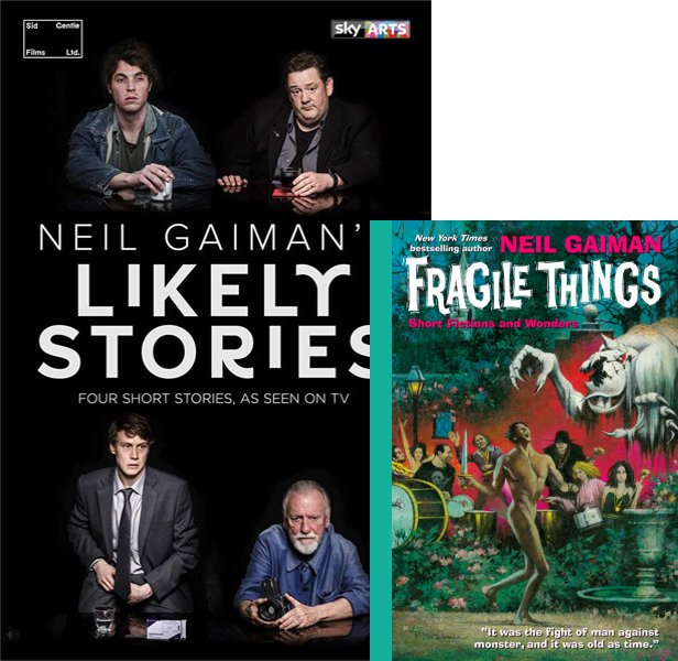 Neil Gaiman's Likely Stories (2016-) TV Mini-Series poster and book cover compared.