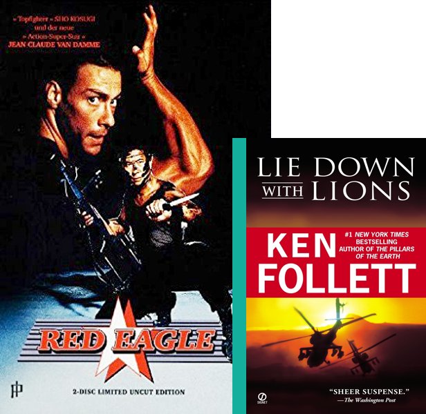 Red Eagle (1994) Movie poster and book cover compared.