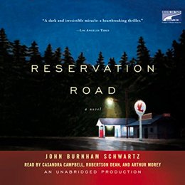 Audiobook cover of Reservation Road, the 1998 book by John Burnham Schwartz.
