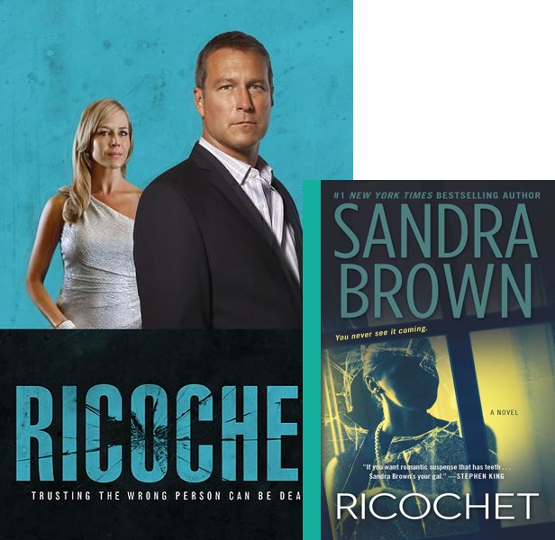 Ricochet (2011) Movie poster and book cover compared.