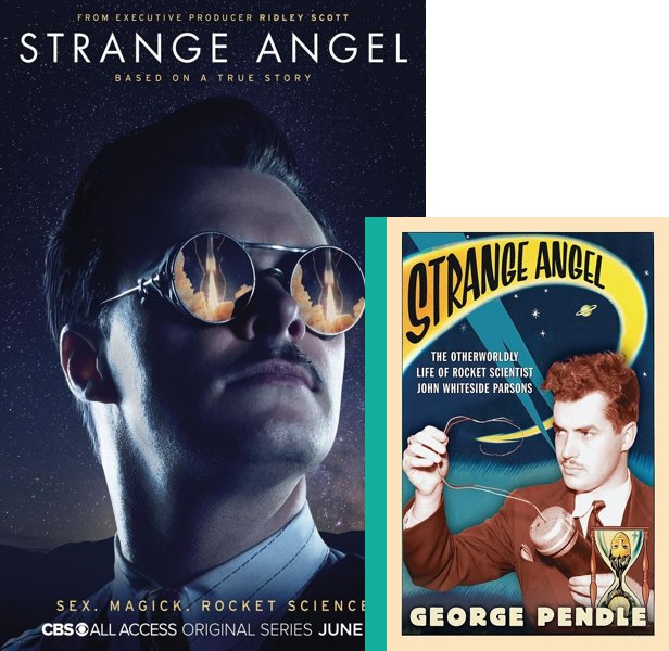Strange Angel (2018-2019) TV Series poster and book cover compared.