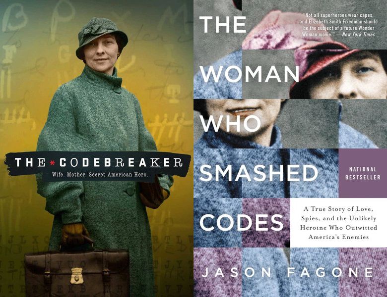The Codebreaker. Poster of the 2021 movie and cover of the 2017 book, The Woman Who Smashed Codes