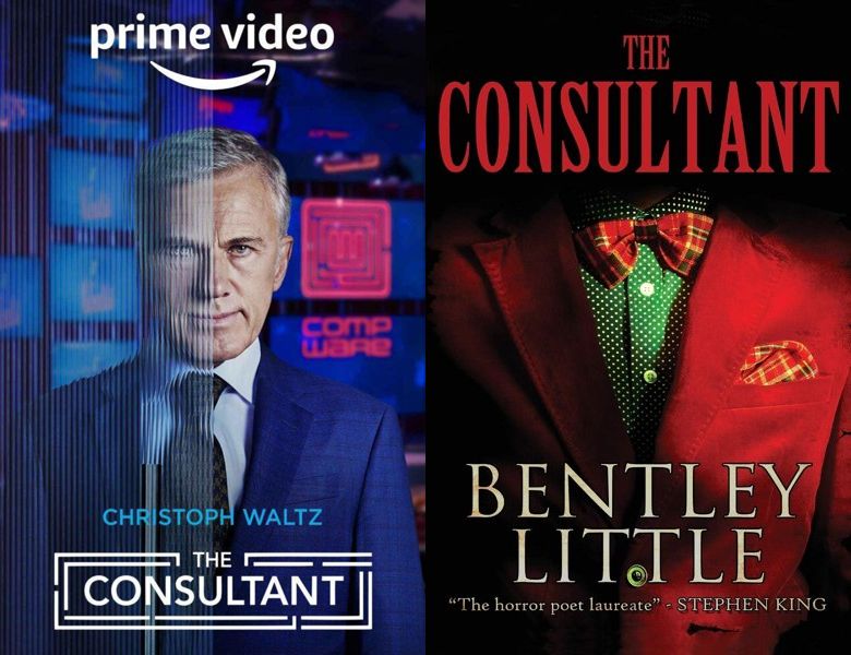 The Consultant. Poster of the 2023 TV series and cover of the 2015 book