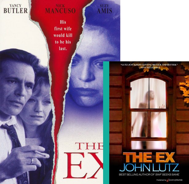 The Ex (1996) Movie poster and book cover compared.