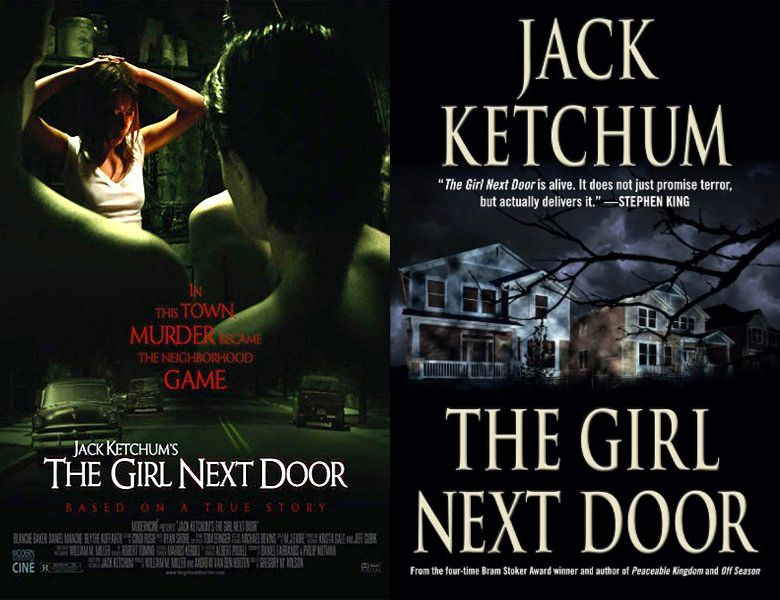 The Girl Next Door. Poster of the 2007 movie and cover of the 1989 book