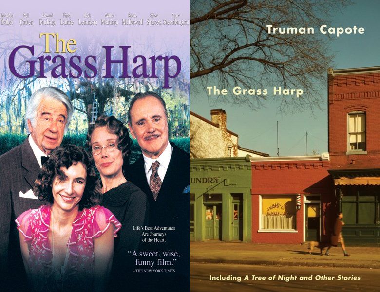 The Grass Harp. Poster of the 1995 movie and cover of the 1951 book