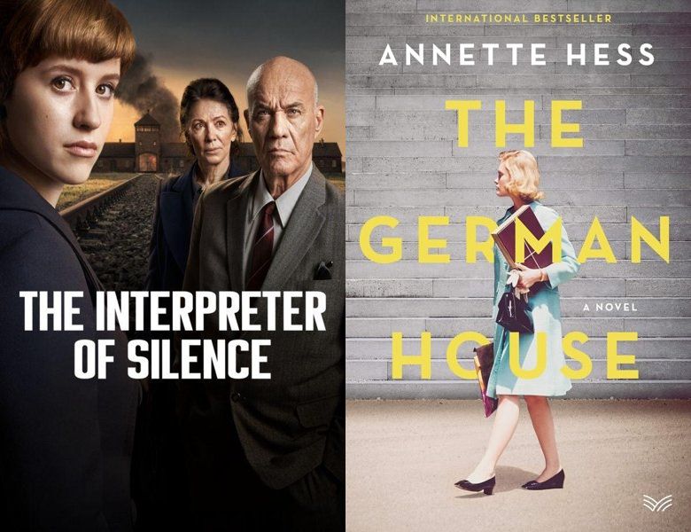 The Interpreter of Silence. Poster of the 2023 TV series and cover of the 2018 book, The German House