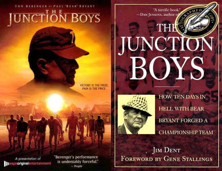 The Junction Boys. Poster of the 2002 movie and cover of the 1999 book