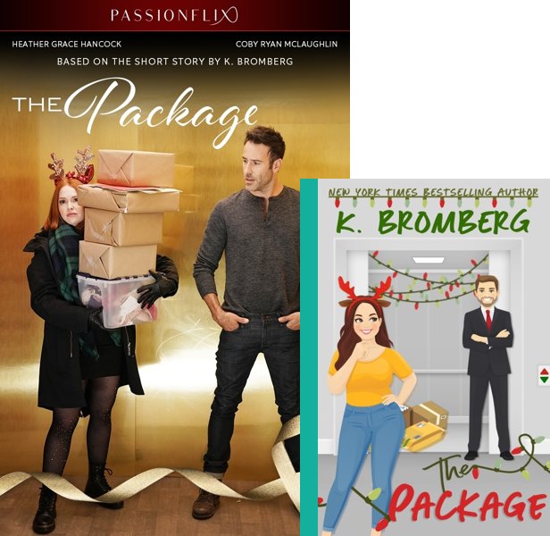 The Package (2020) Movie poster and book cover compared.