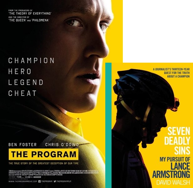The Program (2015) Movie poster and book cover compared.