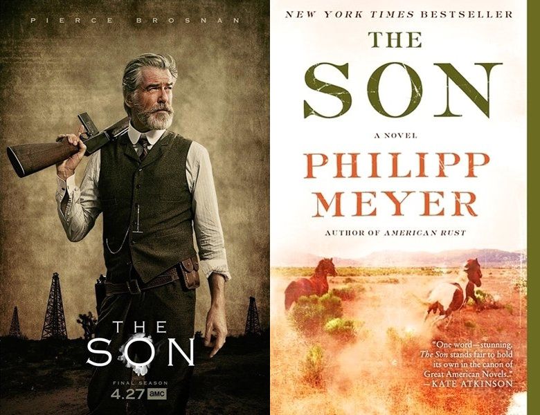 The Son. Poster of the 2017 TV series and cover of the 2013 book