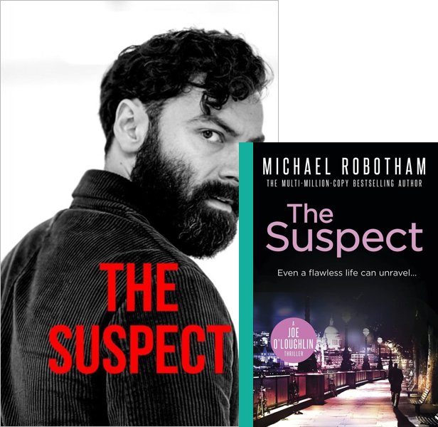 The Suspect (2022-) TV Series poster and book cover compared.