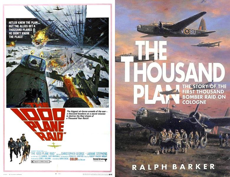 The Thousand Plane Raid. Poster of the 1969 movie and cover of the 1965 book