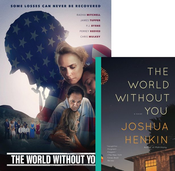 The World Without You (2019) Movie poster and book cover compared.