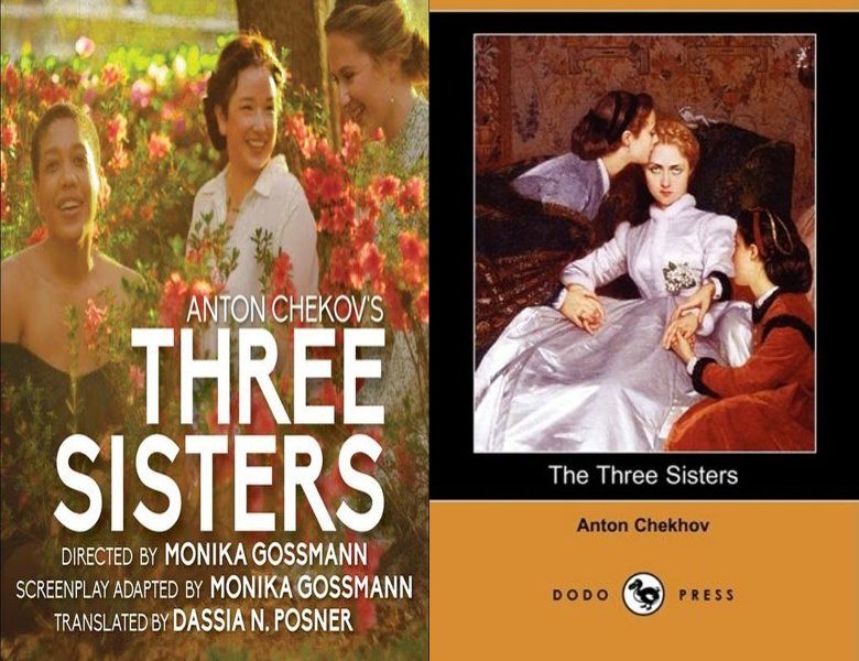 Three Sisters. Poster of the 2021 movie and cover of the 1900 book, The Three Sisters