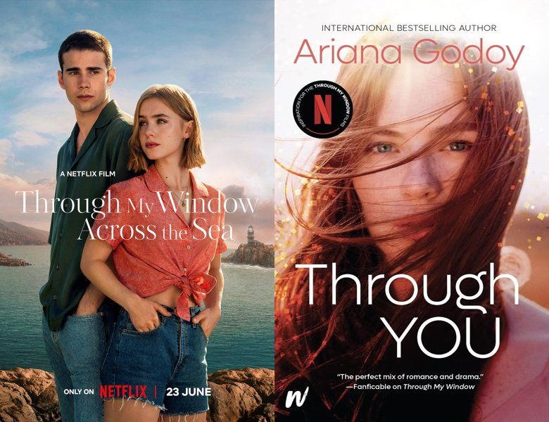 Through My Window: Across the Sea. Poster of the 2023 movie and cover of the 2021 book, Through You