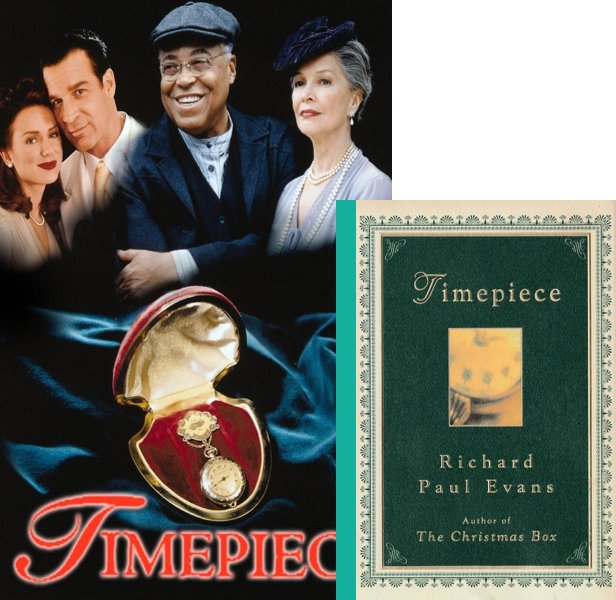 Timepiece (1996) Movie poster and book cover compared.