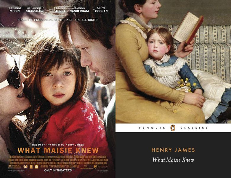 What Maisie Knew. Poster of the 2012 movie and cover of the 1897 book