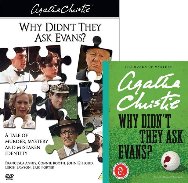 Why Didn't They Ask Evans? (1980) Movie poster and book cover compared.
